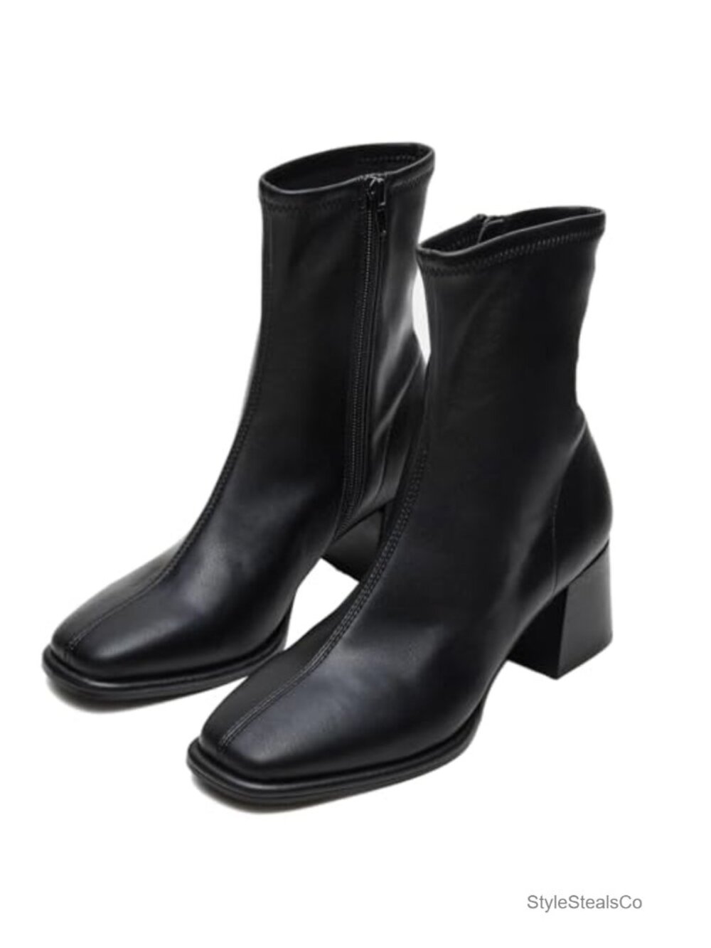 Womens Square Toe Ankle Booties Chunky Block Heel Suede Short Boots